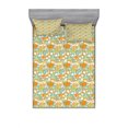 thumbnail image 2 of Ambesonne Geometric Fitted Sheet & Pillow Sham Set, Abstract Shapes Mix, Twinxl, Orange Green Pale Blue, 2 of 3