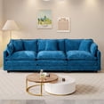 thumbnail image 3 of SoarFlash 107.4" Chenille Sectional Sofa, Comfy Modular Loveseat Sofa, Modern 3-Seat Couch Deep Seat Sofa Set for Living Room,Blue, 3 of 15