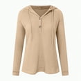 thumbnail image 6 of Towmus Women's Hoodie Oversized Waffle Knit Tops Henley Casual Shirts Long Sleeve Button V Neck Solid Color Casual Tunic Sweatshirt S-5XL, 6 of 7