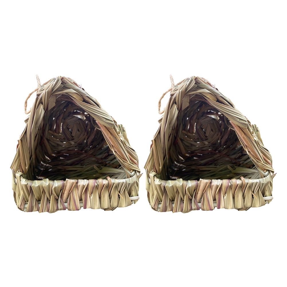 OFFIGAM 2Pcs Parakeet Straw Bird Houses Soft Nest for Small Birds in Cage Environment
