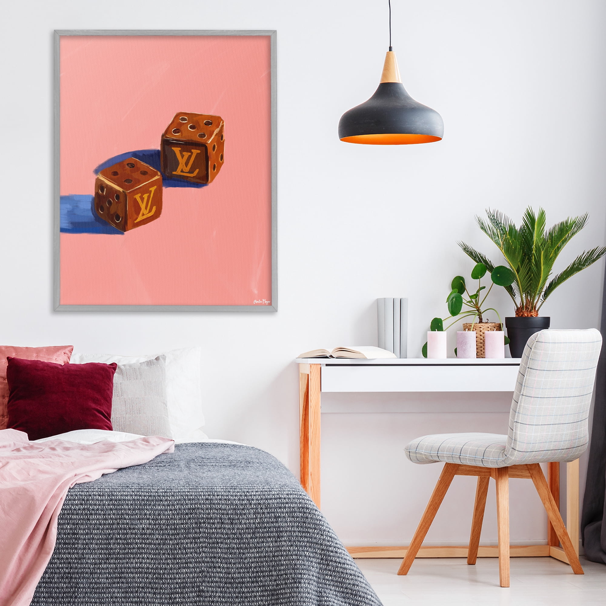 Stupell Industries Fashion Brand Dice Gray Framed Giclee Art, design by Amelia Noyes