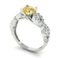 thumbnail image 2 of 1.42 ct Round Cut Natural Citrine Solitaire with Simulated Diamond Accents 18K White Gold Womens Engagement Ring, 2 of 6