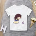 thumbnail image 3 of Ropa de verano unisex para niños, camiseta de princesa con bonitos dibujos animados para niño y niña, estética divertida, cuello redondo, manga corta blanca, 3 of 5