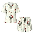 thumbnail image 4 of Lsque Christmas Pug Dog Women's Short-Sleeved Pajama Set - 2 Piece Soft and Lightweight Sleepwear Set-Small, 4 of 9