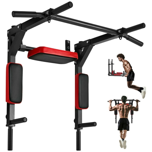 VEVOR Multifunctional Pull Up Bar, Wall Mounted Chin Up Bar Dip Station for Home Gym,Heavy Duty Steel Upper Body Workout Pull Ups,Power Tower Set Training Equipment Fitness,440 lbs Weight Capacity