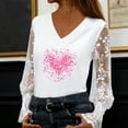 thumbnail image 2 of 2026 Valentines Tops for Women Elegant V-Neck Lace Insert Blouse Long Sleeve Floral Valentines Print Outfits Delicate Romance Clothing Cute Shirts, 2 of 6
