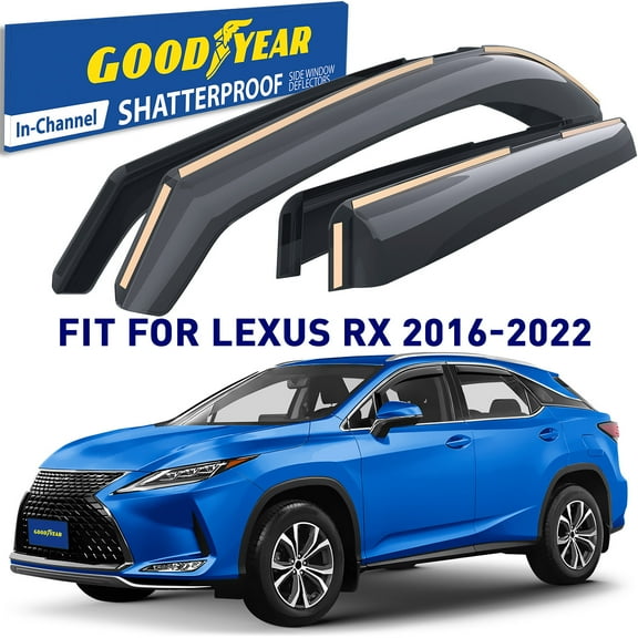 Goodyear Shatterproof in-Channel Window Deflectors for Lexus RX 350, RX 450H 2016-2022, Rain Guards, Window Visors for Cars, Vent Deflector, Car Accessories, 4 pcs - GY008425
