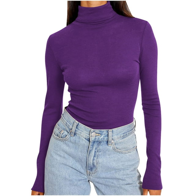 BLVB Chandails de Base à Col Roulé à Manches Longues pour Femmes, Mode d'Automne, sous-Vêtements Thermiques de Base, Hauts, Vêtements d'Hiver
