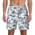 thumbnail image 3 of Uemuo Hawaii Palms Pattern Mens Swim Trunks Quick Dry Board Shorts with Mesh Lining, Stretch Beach Shorts Quick Dry No-Chafing Board Shorts-Small, 3 of 9
