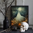 thumbnail image 4 of Halloween Vintage Canvas Wall Art - Ghost in the Pumpkin Field Painting - Cute Halloween Decor - 20x16 inch Unframed, 4 of 5
