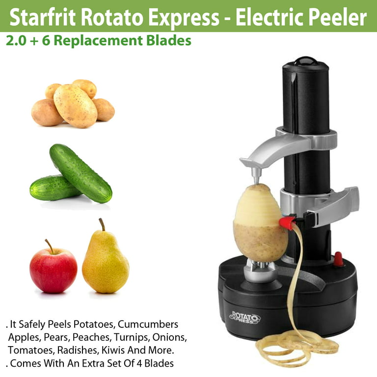 Electric Potato Peeler with 23 Replacement Blades Rotato Express Stainless  Steel Automatic Rotating Fruits Fruit Potato Peeler Vegetables Cutter Apple