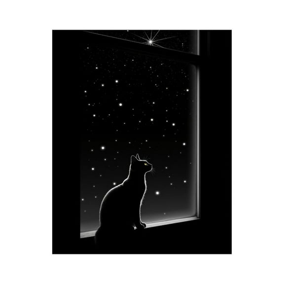 Paint by Numbers Kit for Adults, Cat Stargazing Night Silhouette Paint by Numbers, Easy Paint by Numbers Kit for Adults Beginner, DIY Adult Paint by Number Kits on Canvas, 12x16in Home Decor