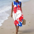 thumbnail image 5 of Fewfanhot Women's 4th of July 250th Anniversary American Flag Print Midi Dress, Crew Neck Sleeveless Patriotic Loose Fit Sundress with Pockets, Casual Summer Tank Dress, 5 of 9
