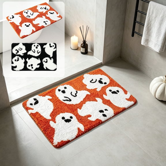 Halloween Doormat Imitation Velvet Mat 23.6x15.7in Secure-Grip Absorbent Floor Rug for Bathroom Entryway Door Indoor Decor by OVFUIZ