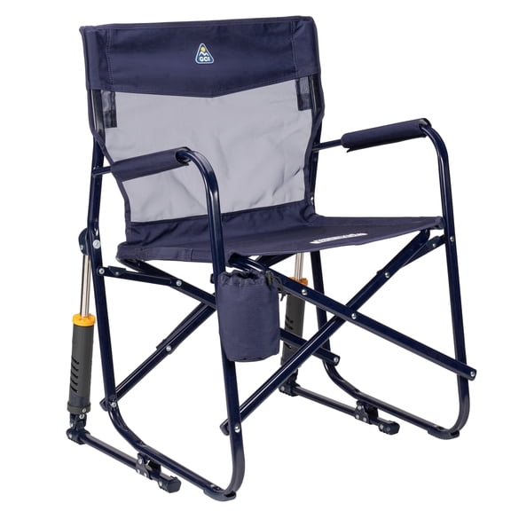 GCI Outdoor Freestyle Rocker Elite Folding Rocking Camping Chair with Cup Holder, Rich Blue