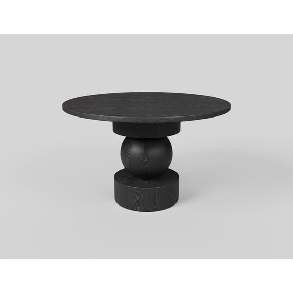 48" Round Black Willow Wood Veneer Dining Table