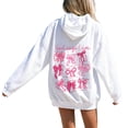 thumbnail image 6 of Multiple Bow Scripture Print Hoodie Women's Oversized Drawstring Pullover Sweatshirt for Fall Winter Casual Outfits, 6 of 9