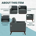 thumbnail image 4 of LeisureMod Chester Modern Faux Leather Arm Chair With Birch Wood Base Gray, 4 of 14