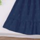 thumbnail image 3 of Vestido sin mangas de cuello redondo para niña, color liso, cuello trompeta, sin mangas, dobladillo con volantes, vestido grande para niña, vestido de poliéster para niña, 3 of 6