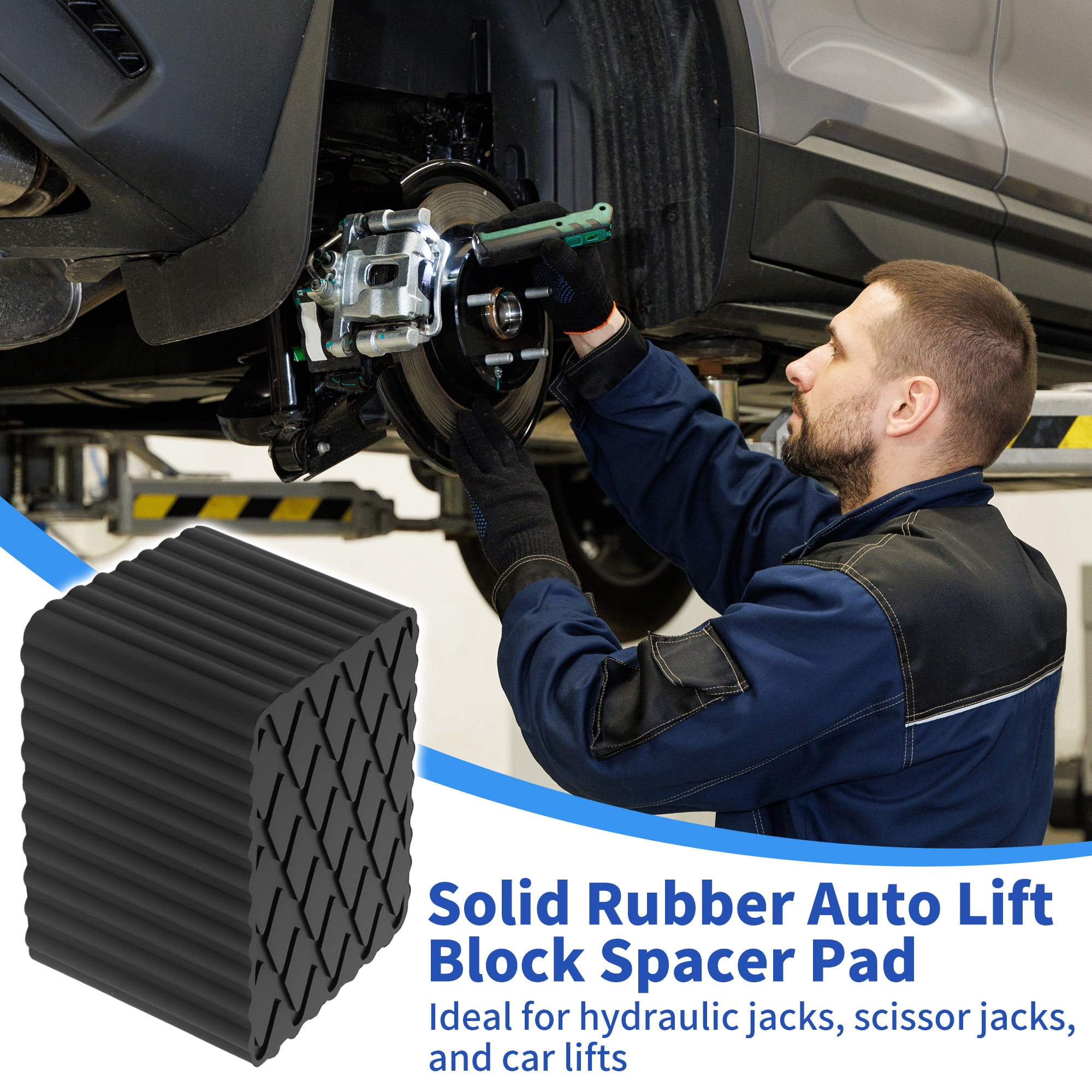 Unique Bargains Universal Heavy Duty Rubber Jack Stand Pads 6.3" x 4.7" x 4.7" Black