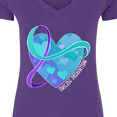 thumbnail image 4 of Inktastic Suicide Prevention Awareness Purple and Teal Heart Ribbon Women's V-Neck T-Shirt, 4 of 5