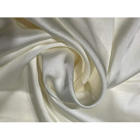 100% Silk LYCRA Satin fabric 120 gms OR 32 MOMME 44" WIDE - WHITE IVORY