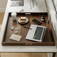thumbnail image 6 of KINWELL  Square Black Walnut Wood Serving Tray Ottoman Tray with Handles 28" x 28" x 2.4", 6 of 7