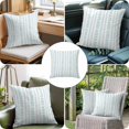 thumbnail image 4 of Throw Pillow Covers, Mint Green Striped Decorative Throw Pillow Covers 18x18 Inch, Spring Flowers Plants Lines Pattern Square Linen Pillow Cases for Couch/Living Room/Sofa, 4 of 9