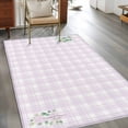 thumbnail image 2 of Eucalyptus Leaves Area Rugs 4'x6', Washable Small Throw Rugs for Office Bathroom, Pink Plaid Summer Botanical Indoor Outdoor Rug Non-Slip Low Pile Carpet Runner Reversible Floor Mats, 2 of 8
