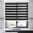 thumbnail image 2 of 27 Inch Wide Mini Zebra Blinds for Windows,Black Sheer Privacy Light Filtering Cordless Dual Layer Roller Shades for Home Office Bedroom, 27" W×75" H, 2 of 8