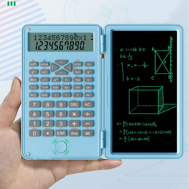 Scientific Calculator with Writing Tablet, 2 Line LCD Display Desktop Calculator Foldable LCD Science Calculator for Home School Office Business Families Students Colleagues