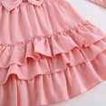 thumbnail image 4 of vigerkar Toddler Girl Dress Ruffle Ribbed Knit Long Sleeve Dresses A-Line Swing Fall Winter Bowknot Casual Cake Dress (Pink, 9-10 Years), 4 of 9