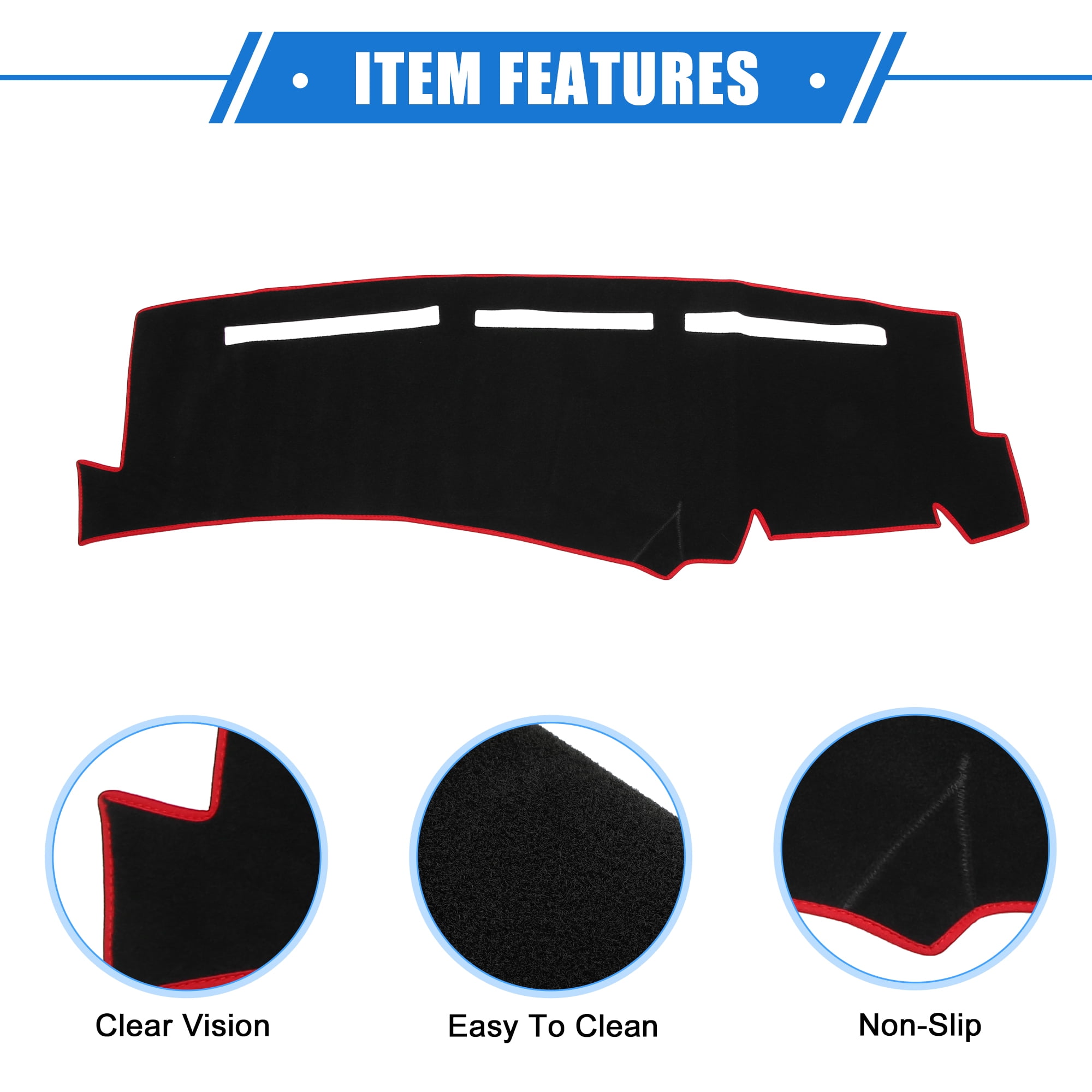 Unique Bargains Dashboard Cover Mat for Chevy Silverado 1999-2006 Durable Polyester Red Front Dash Cover Mat