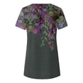 thumbnail image 3 of Women Summer T-Shirts Floral Printing Irregular Hem Tops Round Neck Short Sleeve Casual Tees Blouse Clearance, 3 of 3