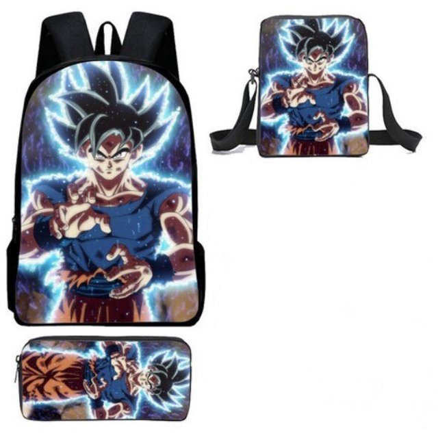 3 unids/set niños Dragon Ball Series mochila estuche para lápices bolso cruzado arnés de cojín de aire impermeable protección de la columna vertebral mochila escolar hola suerte unisex