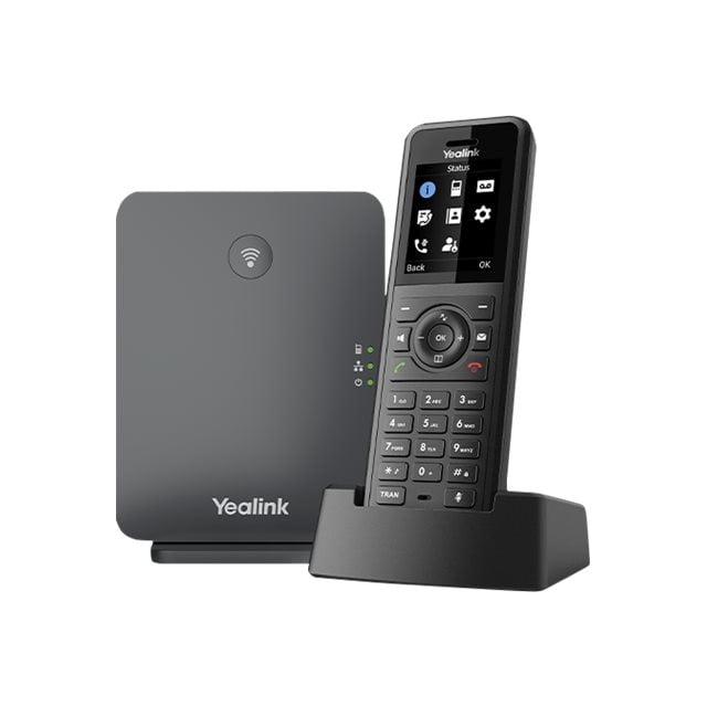 Yealink W77P - Cordless VoIP phone with caller ID - 1900 MHz - DECT - 3-way call capability - SIP, SIP v2, RTCP-XR, VQ-RTCPXR - 10 lines - black, classic gray