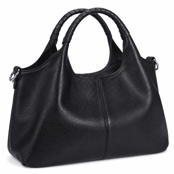 ELORIAH Genuine Leather Purses and Handbags for Women Top Handle Satchel Large Work Tote Shoulder Crossbody Bag Black