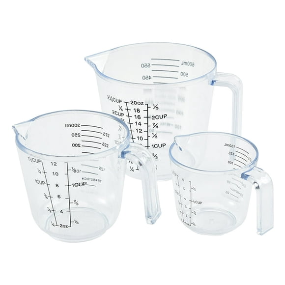 Bamboohart 3pc Clear Glass Measuring Cups Set for Kitchen Cooking Baking