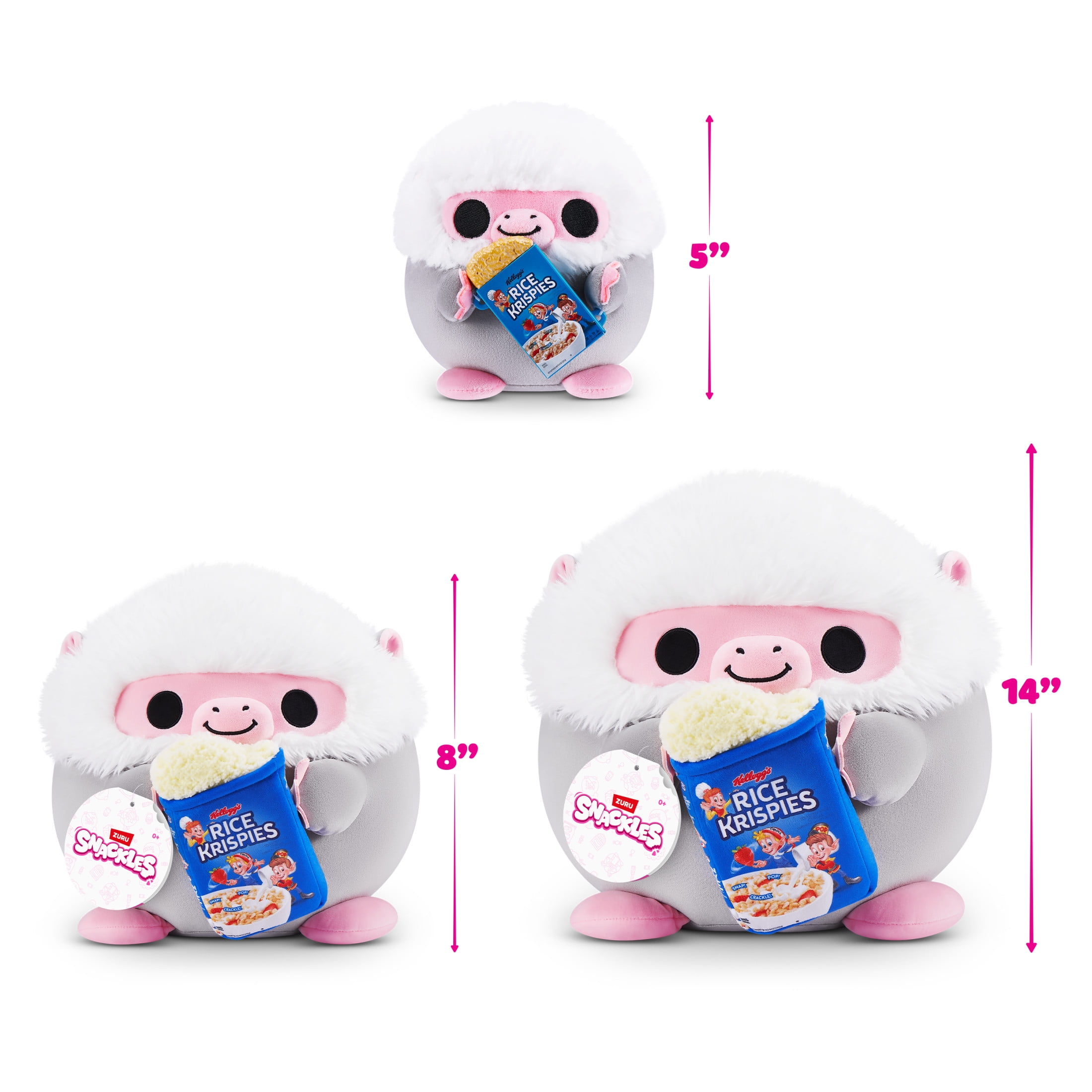 Snackles Peluche série 3 8 pouces sous licence de ZURU (Baboon w/Rice Krispies) de ZURU, Peluche avec licence accessoires Snack Brand