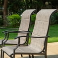 thumbnail image 5 of Summit Living 9-Piece Outdoor Patio Dining Set with 60" Metal Steel Square Table with Umbrella Hole & High-Back Textilene Chairs for 8-Person, Black & Tan, 5 of 11
