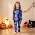 thumbnail image 5 of TOWED22 Girls Boys Halloween Pajamas Pumpkin Ghost Graphic Cotton Planet Pjs Toddler 2 Piece Sleepwear Kids Clothes Set(Dark Purple,3-4 Y), 5 of 9