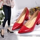thumbnail image 2 of ¡Novedad de 2021! Zapatos de tacón negro para mujer, zapatos gruesos de charol de 7,5 cm para mujer con zapatos individuales puntiagudos de otoño, sandalias femeninas grandes 33-4335 Gao Jinjia LED, 2 of 2