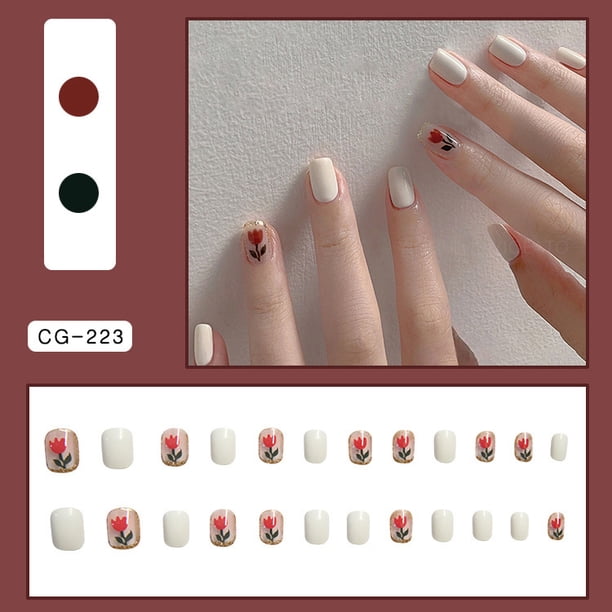 Tiras de uñas blancas, 20 pegatinas de uñas de gel impermeables, pegatinas de uñas de gel semicurado todo incluido, tiras autoadhesivas de esmalte de uñas de gel de color sólido pegatinas para mujere Namotu HMYH900