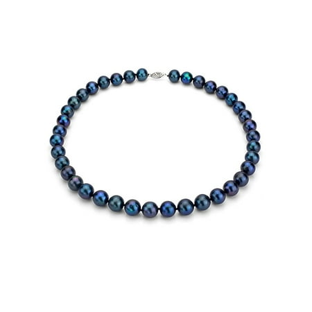Baroque Pearl Necklace Silver Clasp - ADDURN Ultra-Luster 9-10mm Black Genuine Cultured Freshwater Pearl 18