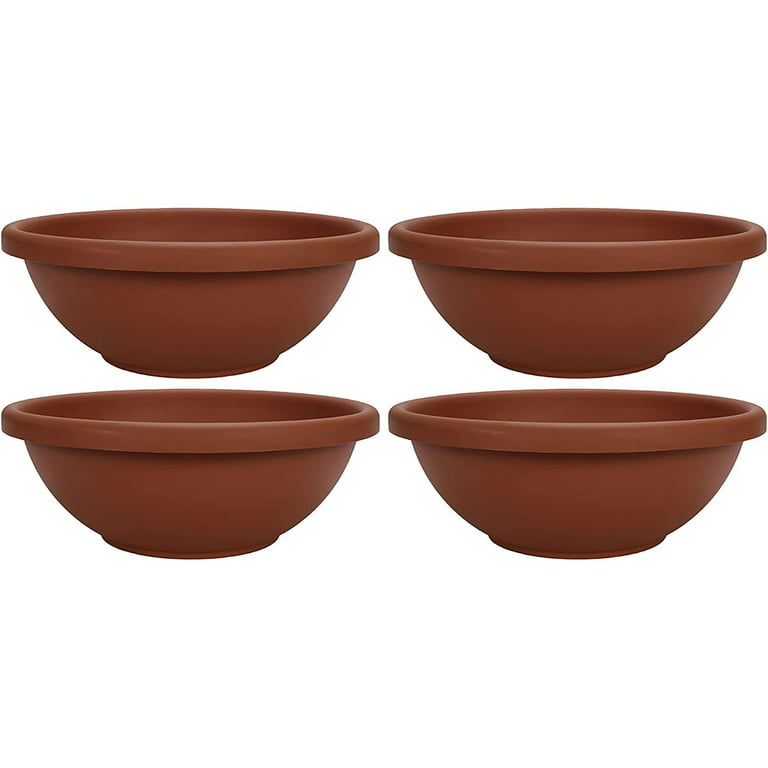 HC Companies 18 Inch Resin Garden Bowl Planter Pot, Terra Cotta Clay (2  Pack)