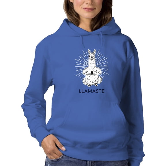 Smartprints Womens Graphic Hoodie Royal - Llama Doing Yoga Cotton Blend Classic Fit