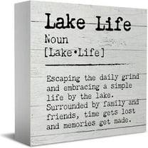 Lake Signs,Lake Life Wood Box Sign,Lake Life Decor,Lake House Decor,Lake Decor For The Home,Lake Themed Decor,Lake Gifts,Lake House Gifts 5X5 Inch