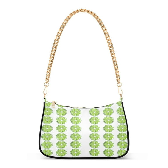 Ryvnso Green Lemon Womens Chain Shoulder Bag Tote Handbags Clutch Hobo Purse with Zipper for Travel