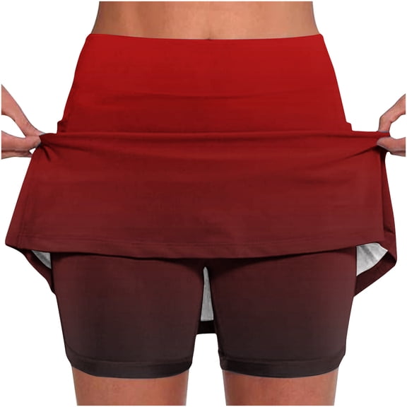 Lenpel Skorts for Women High Waisted Gradient Mini Workout Tennis Skirt with Shorts Summer Casual Athletic Skorts
