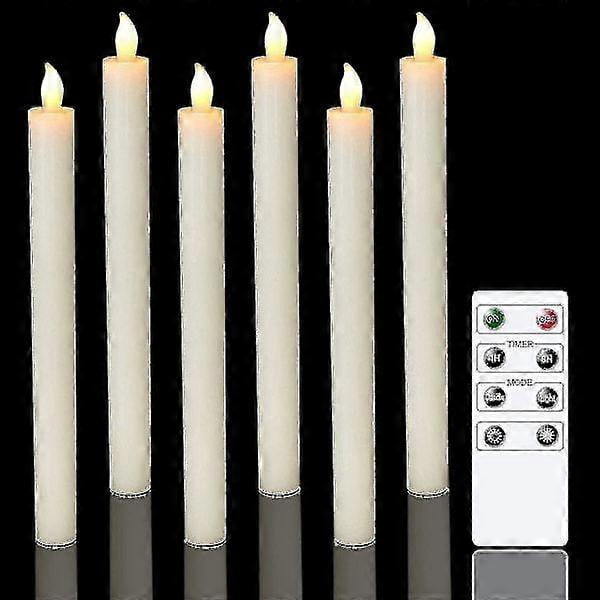 Dww - 6-pack battery-operated LED candles with remote control and timer, real wax flickering warm white light